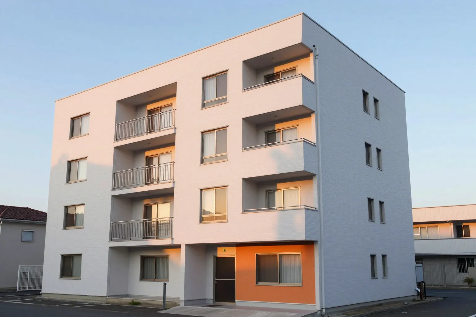 低めのマンションの外観