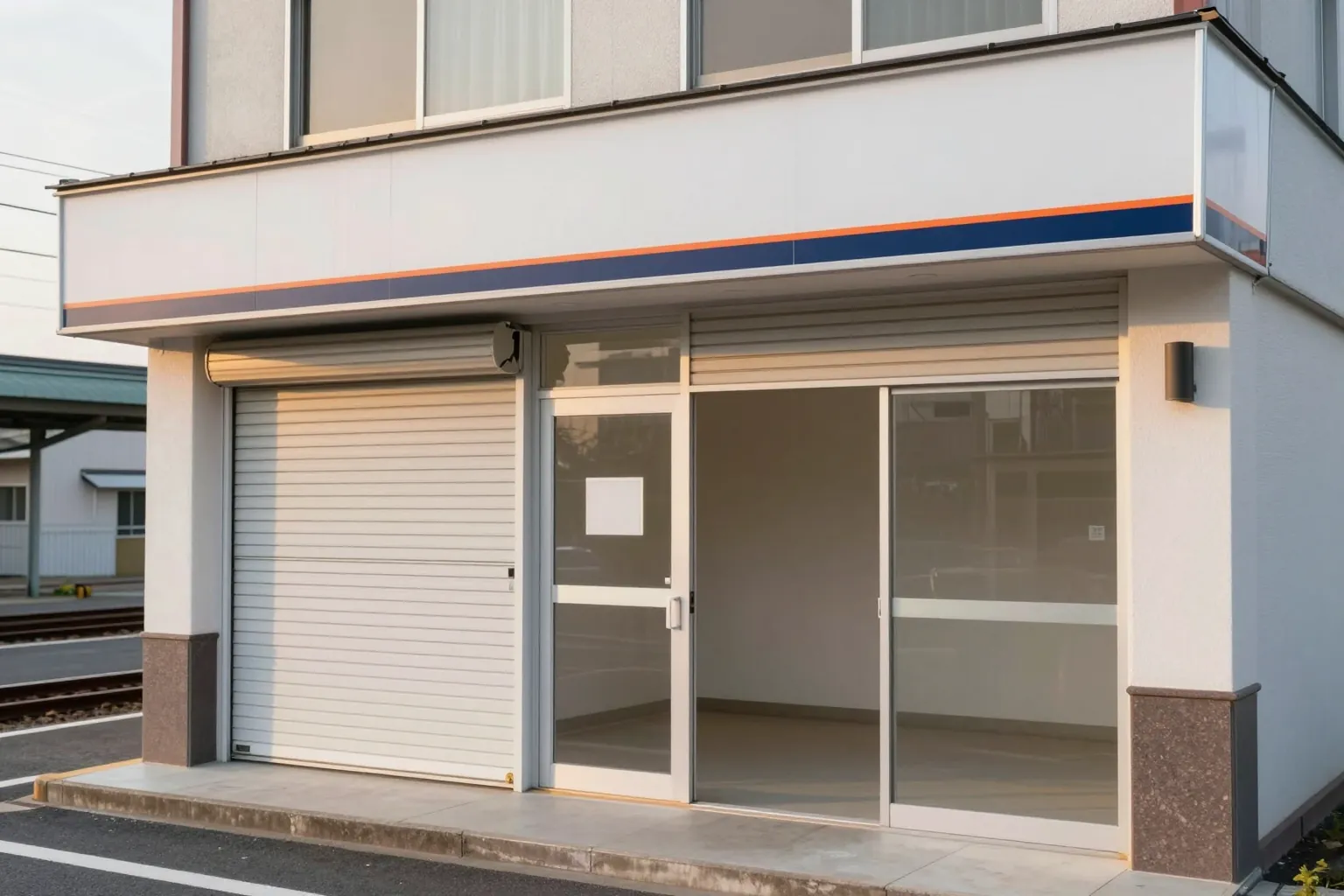 シャッターが開いた駅前の空き店舗