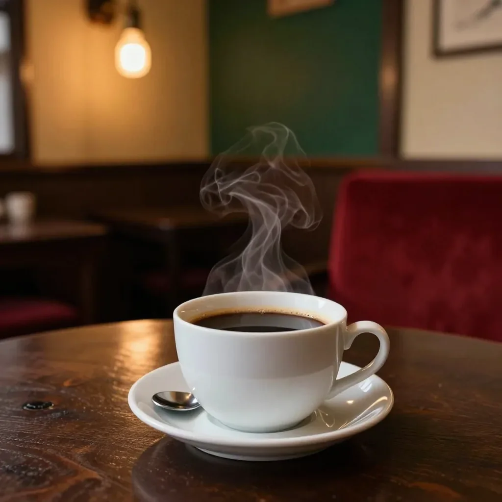 白いカップのブレンドコーヒー
