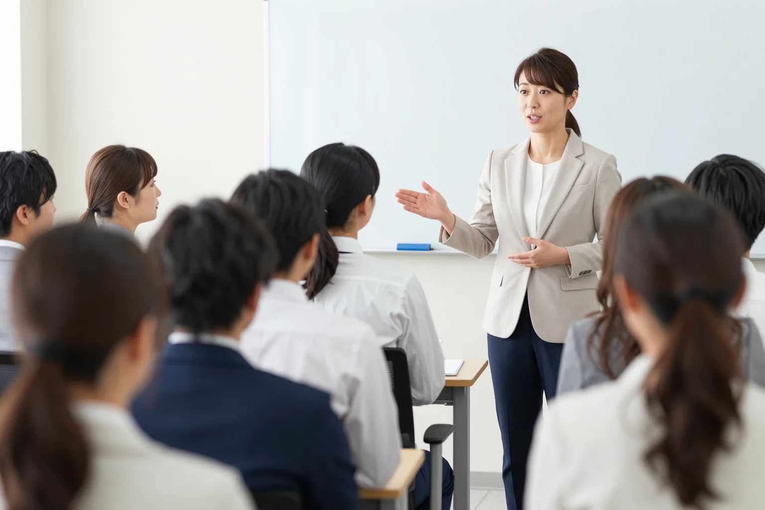 受講者の前に立ち、手を広げて話す木下早苗