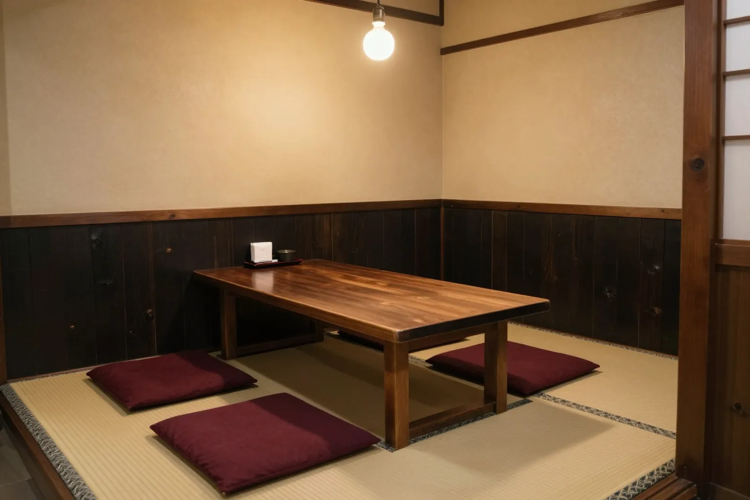 小上がりの卓と座布団